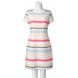 Karl Lagerfeld Paris Womens MultiColor Striped Sheath Dress Short Sleeve Size 12